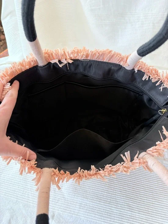 Stella & Dot Antibes Straw and Raffia Tote
Bag Embroidered Shake Your Palms - Picture 11 of 12